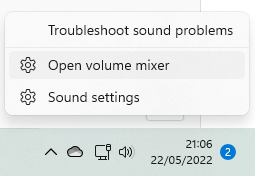Windows Volume Mixer Options